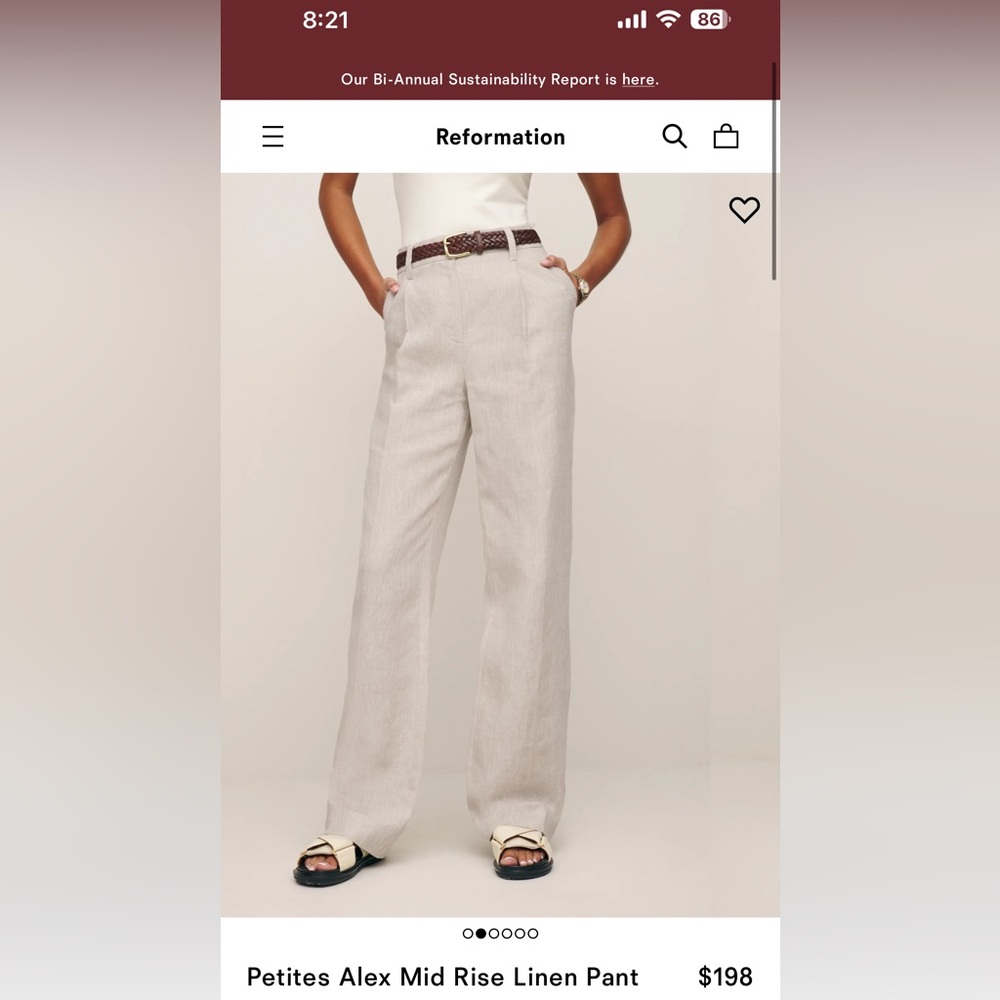Reformation Linen Pant 2P never worn